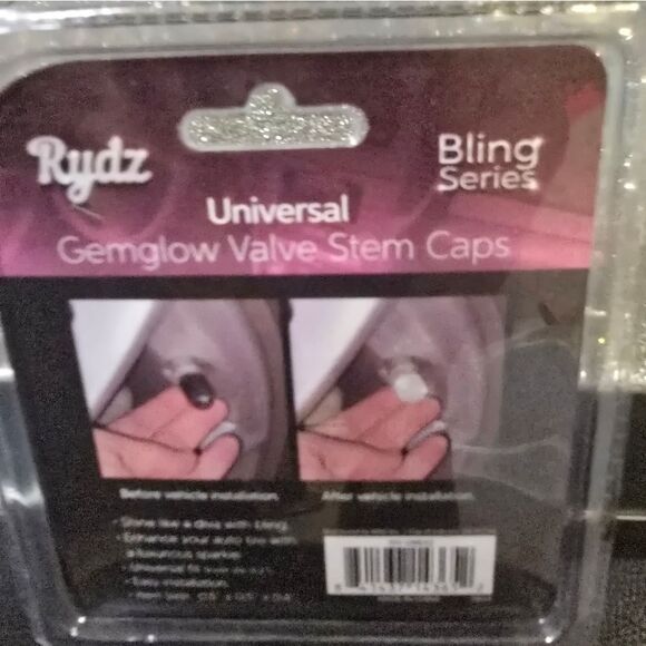 Rydz Bling Series Universal Gemglow Silver Crystal Valve Stem Caps - Picture 6 of 6